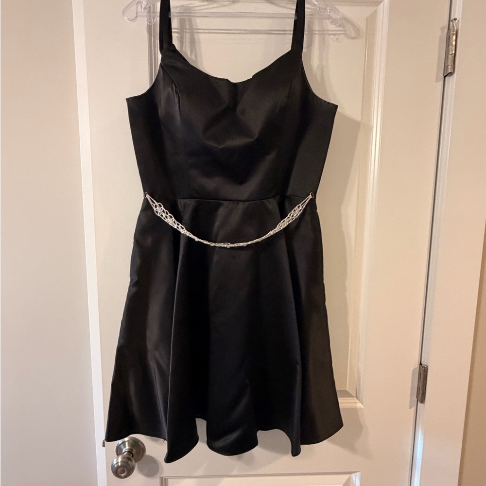 Elegant Black Satin Prom Dress